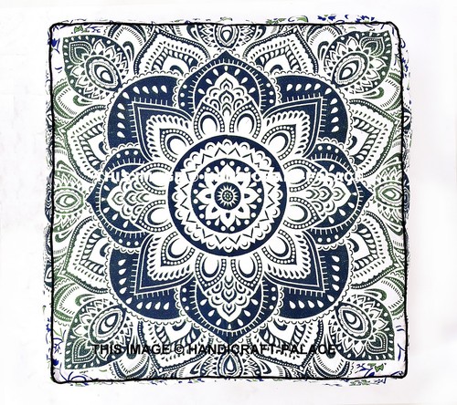 Ombre Mandala Printed Cotton Throw 35" Cotton Dog Cat Puppy Bed Floor Pillow Mat - Picture 2 of 3