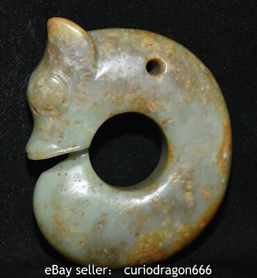 4" Chine Hongshan Culture Ancien Hetian Jade Cochon Dragon achat Crochet Pendentif Amulette
