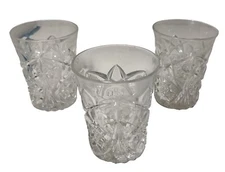 Antique Early American Cups Pressed Glass 4 in Lot of Three Glows Black Light