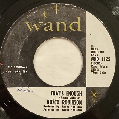 英7” Rosco Robinson Thats Enough / One More Time 7N25385PROMO PYE INTERNATIONAL プロモ /00080 7