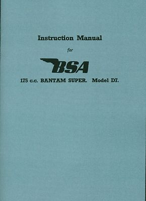 BSA Bantam D7 Manuell 175 Super Motorrad 1959-66 Anweisung Buch Nachdruck