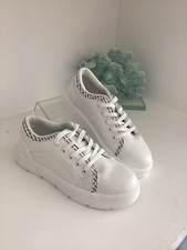 NEW Kid Girls' DKNY White Leather with black logo Sneakers size 4