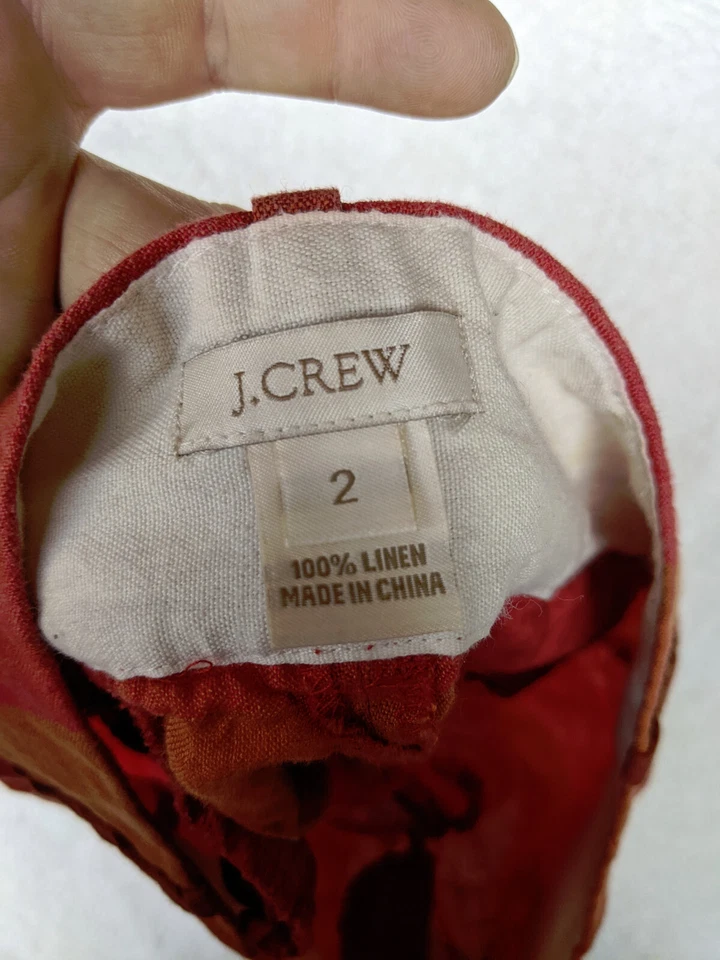 Pantalones cortos J Crew 100 % lino para mujer 2 naranjas tiro medio Foto 4 de 4