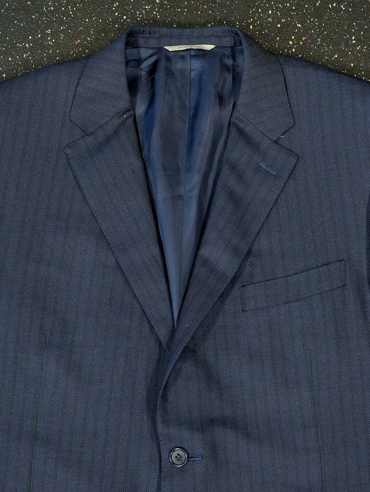 Blazer Canali Hombre Talla 40R IT 58 Azul Rayas Chaqueta 100% Lana Hecho en Italia Foto 2 de 4