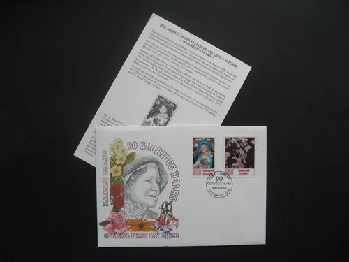 FALKLAND ISLANDS, cover FDC 1990, 90th birthday of the Queen Mother