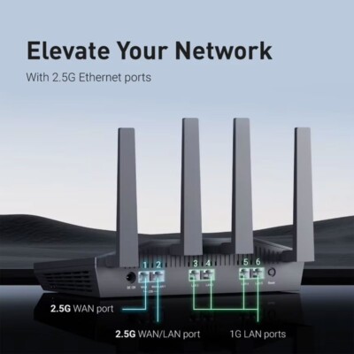 GL.iNet Flint 2 GL-MT6000 Wifi 6 Router Home VPN Router Boasts 2.5