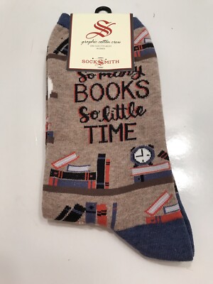SOCKSMITH Women s Size 9-11 Novelty Crew Socks  So Many Books  NWT