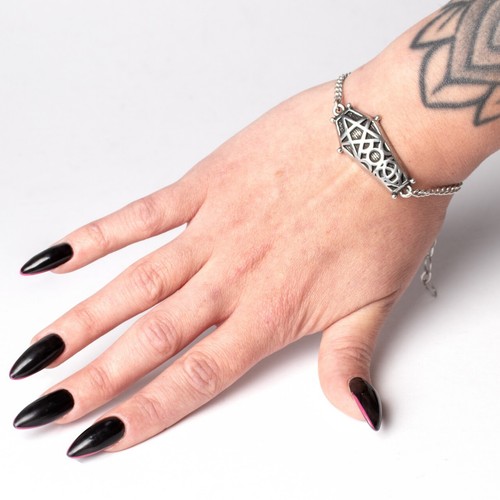 Pulsera ataúd hexagonal gótica alquimia cadena pentagrama triple luna bruja vampiro - Imagen 4 de 6