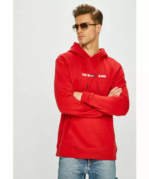 TOMMY Logo Hoodie Red Sweatshirt Pullover Hoodie Baggy Oversized