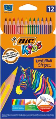 3086123499102 Kredki ołówkowe 12 kolorów BIC Kids Evolution Stripes 950522 BIC