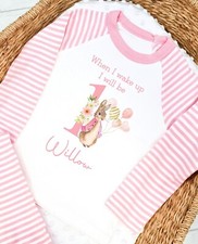 Personalised When I wake up Pink Rabbit First Birthday Pyjamas ( Any age/name)