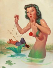 Sly Mermaid Plays Trick on Sleeping Fisherman 8.5x11" Photo Print McCauley Art