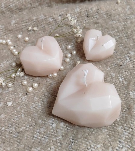 Floating Candles set , Aromatic faceted crystal diamond Heart candle set 3 in 1 - Picture 7 of 13