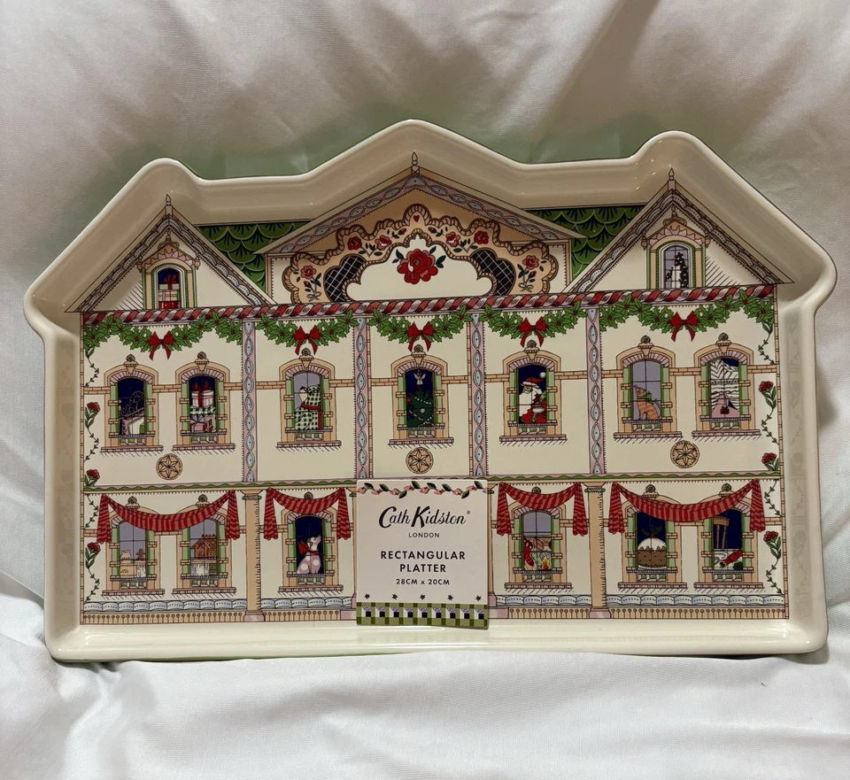 Cath Kidston Christmas Dolls House Tray-Stoneware-Spice Village Theme-NEW - Image 3 of 3
