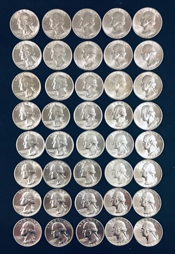 LOT #1012   ROLL OF 40 WASHINGTON QUARTERS (BU)