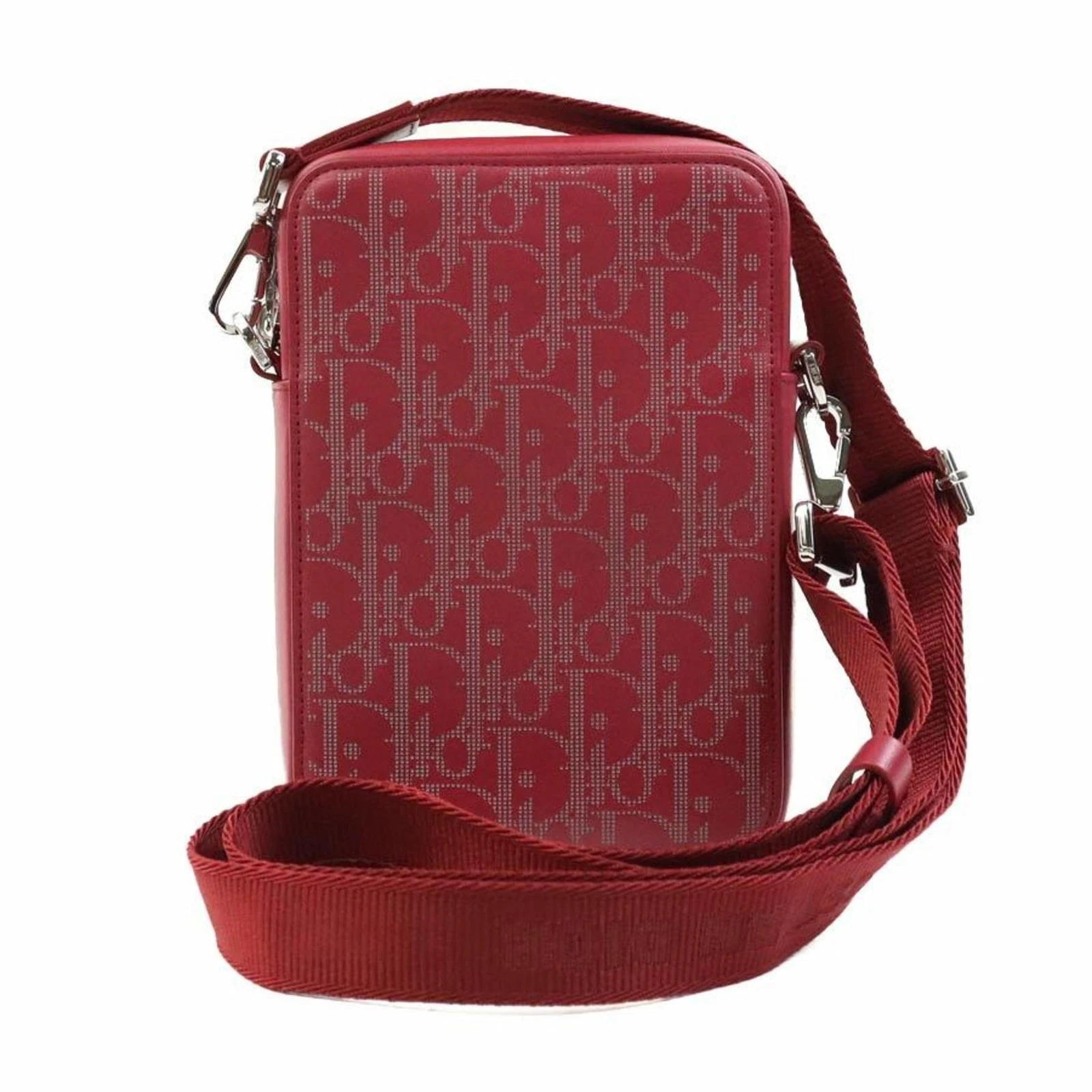Sac cabas Dior oblique en cuir rouge authentique