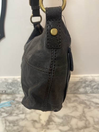 FOSSIL BLACK LEATHER SHOULDER BAG PURSE - Picture 3 of 12