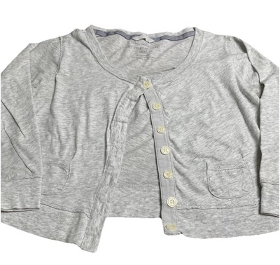 Aeropostale Juniors Med Cotton Poly Crop  Sweater Gray Exposed Seams  Pockets