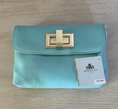 NWT Rowallan of Scotland Jaclyn Genuine Leather Crossbody Bag Teal Blue 