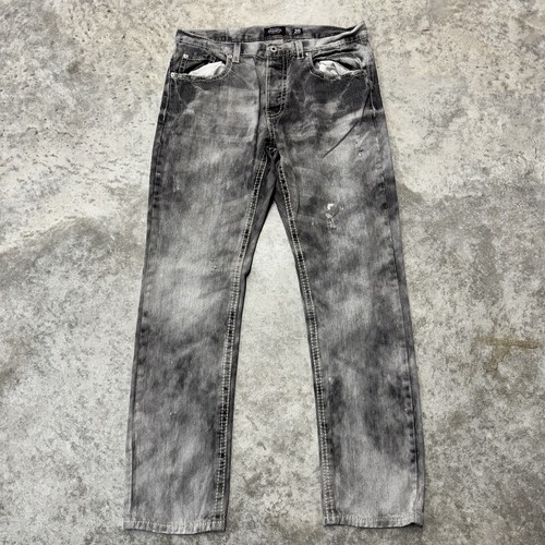 Parish Nation Jeans Men's 36 x 33 Acid wash blsck gray y2k button fly urban