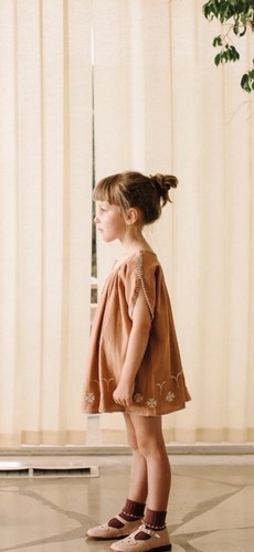 Apolina Ruth Kaftan Tunic Cotton Praline Peach Caramel Dress 5-7 Years - Picture 5 of 17