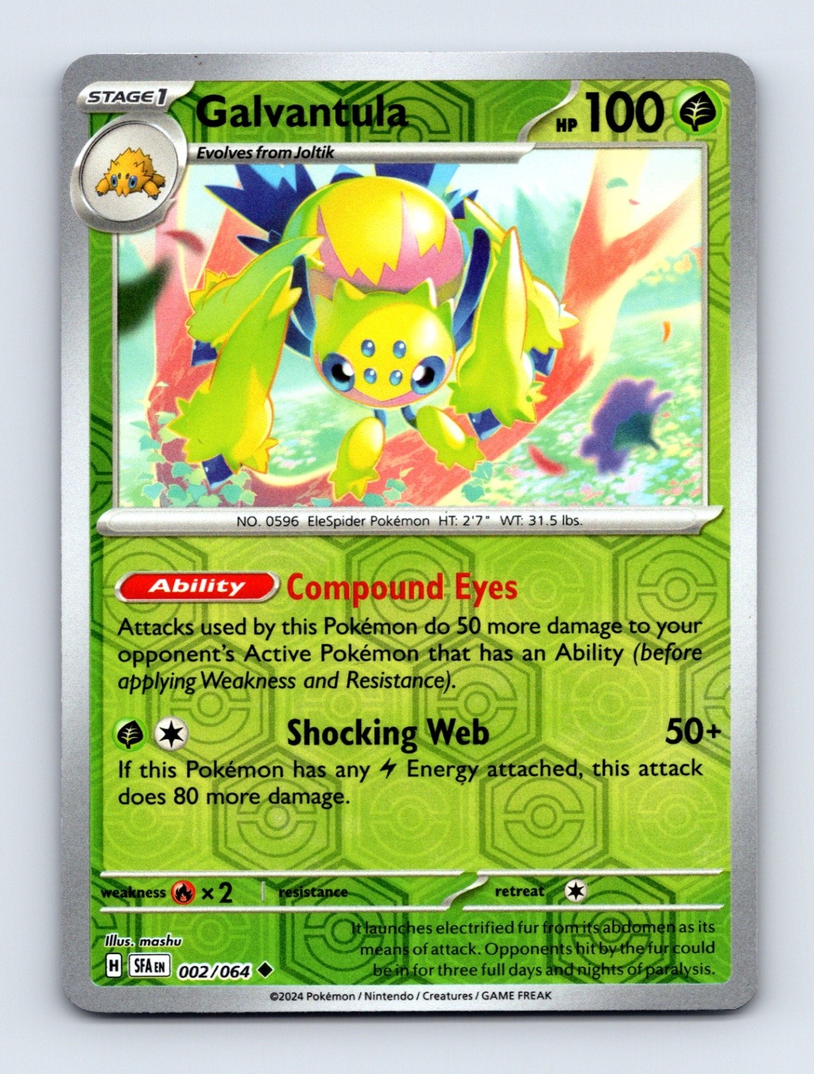 Galvantula 002/064 Reverse Holo SV: Shrouded Fable 002/064 NM/LP