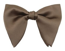 Mens Oversized Satin Silk Bow Tie Solid Color Formal Tuxedo Big Bowtie C- Brown