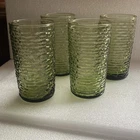 Vintage Anchor Hocking Set Of 4  Green Glasses ￼