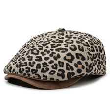 Casquette Newsboy Imprimé Léopard Pour Femmes Chapeau Beret Rétro Ajustable