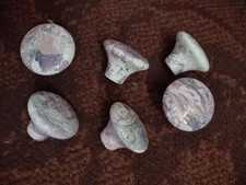 6 X Porcelain Cabinet Knobs W/Screws Purple And White LN