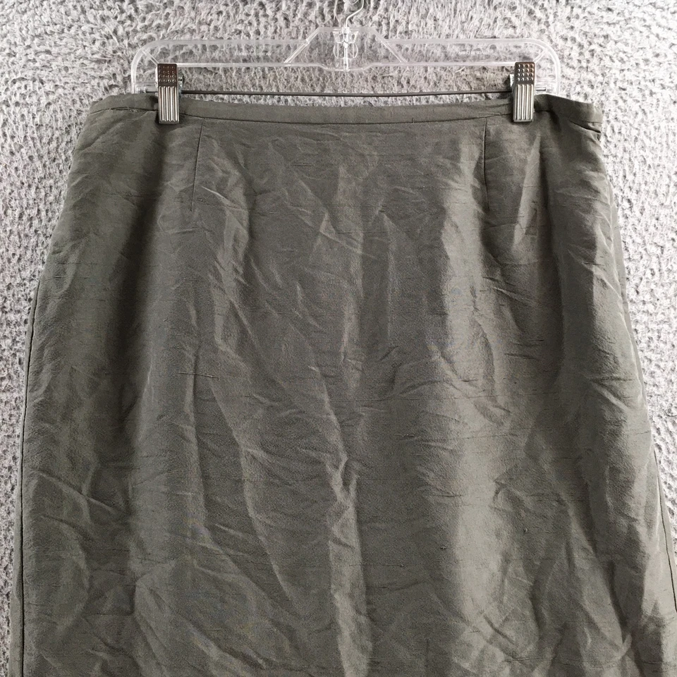Falda recta y lápiz Eileen Fisher para mujer L gris seda frente plano informal cremallera Foto 2 de 4