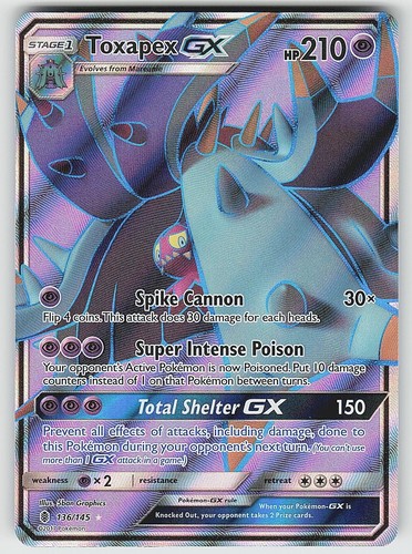 Toxapex GX (Full Art) 136/145 Holo Ultra Rare Guardians Rising Pokemon NM