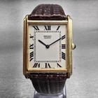 Seiko Tank Watch Men 26mm White Dial Gold Tone Rectangle 2620-5580 New Battery