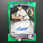 2025 Bowman Draft Chrome Prospect On Card Auto AJ Russell 1st Green Lava /99