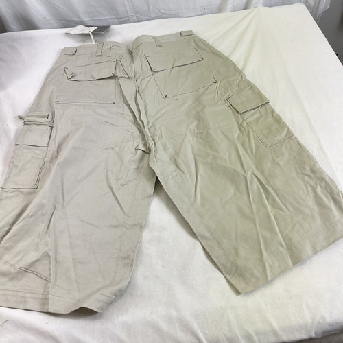 Mens Sz 38 Geo Graphic Regular Fit Cargo Shorts Y2K Flat Front NEW - Afbeelding 6 van 6