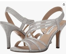 Women's Nina "Vitalia" Formal Dress Sandal Heels Shoes Silver Wonderland 9M NEW