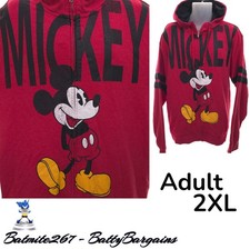 Disney Parks Mickey Mouse Full Zip Up Hoodie Adult XXL Fleece Retro Sporty