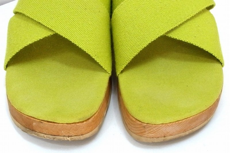 HERMES Four-Toe Canvas Cross Strap Sandals, Size 36, US6, Lime Green, Women's thumbnail 21