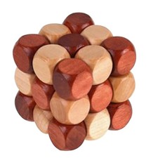 Wooden Lock Puzzle Toy Cube 4.5cm