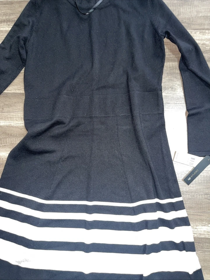 NUEVO CON ETIQUETAS AB Studio Vestido Suéter Negro Manga Larga/Talla L (E8) Foto 2 de 4