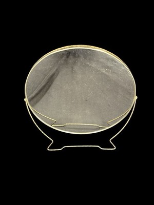 VTG BRASS VICTORIAN VANITY ROUND TWO SIDED MIRROR TWISTED ROPE ON STAND