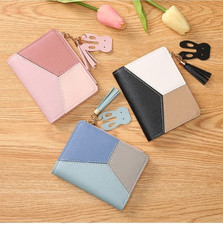 RFID Real Leather Wallet Women Small Bifold Card Holder Compact Coin Purse