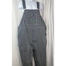 Key Imperial Mens Overalls 48x32 Hickory Pin Stripe Railroad Bibs Denim EUC