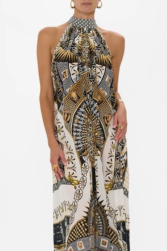 Camilla Temples Of Dendara Tie Neck Long Dress - Picture 2 of 5