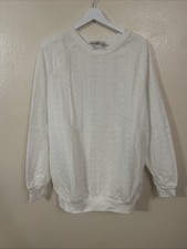 Vintage Orvis Sweater Size Medium Crew Neck Pullover USA Made White