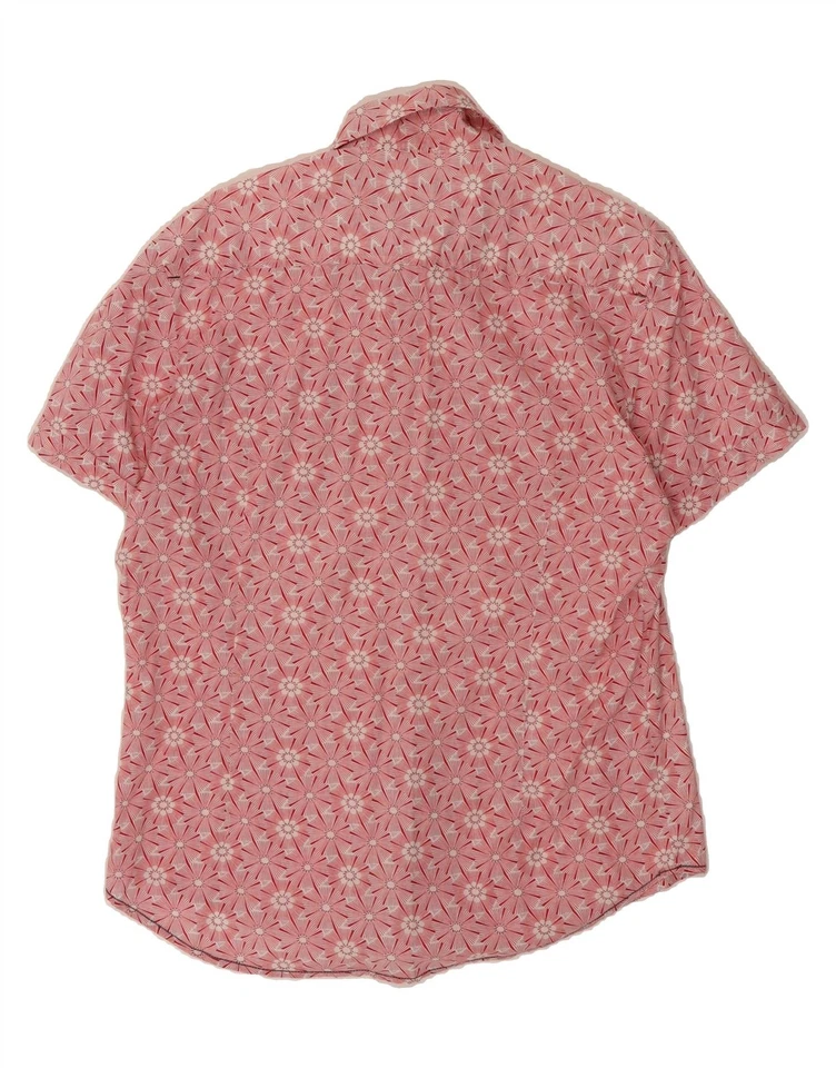 ENERGIE Mens Slim Fit Short Sleeve Shirt XL Pink Floral Cotton BH08 - Image 2 of 3