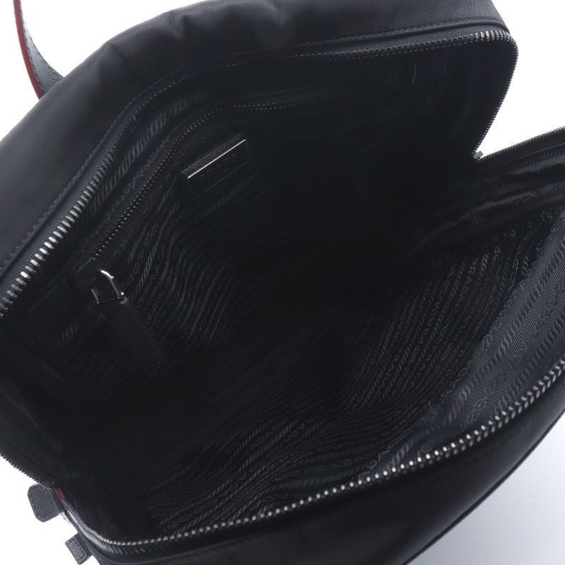 PRADA backpack 2VZ064 nylon saffiano leather black backpack triangle logo used thumbnail 4