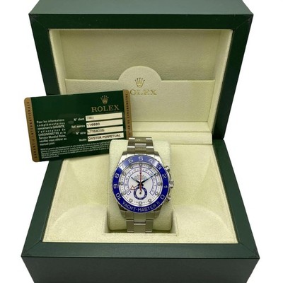 Rolex Yacht-master II 116680 Stahl Weiß Zifferblatt Automatische Uhr Box Papiere