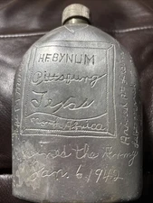 WW2 WWII US WATERBOTTLE Canteen Extensive Soldier trench art tour of duty bynum