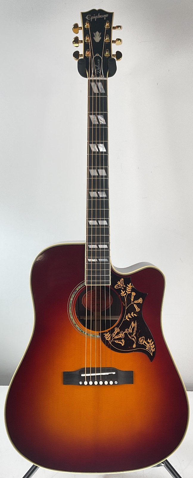 Epiphone Hummingbird Deluxe EC Acoustic Guitar, Autumn Burst
